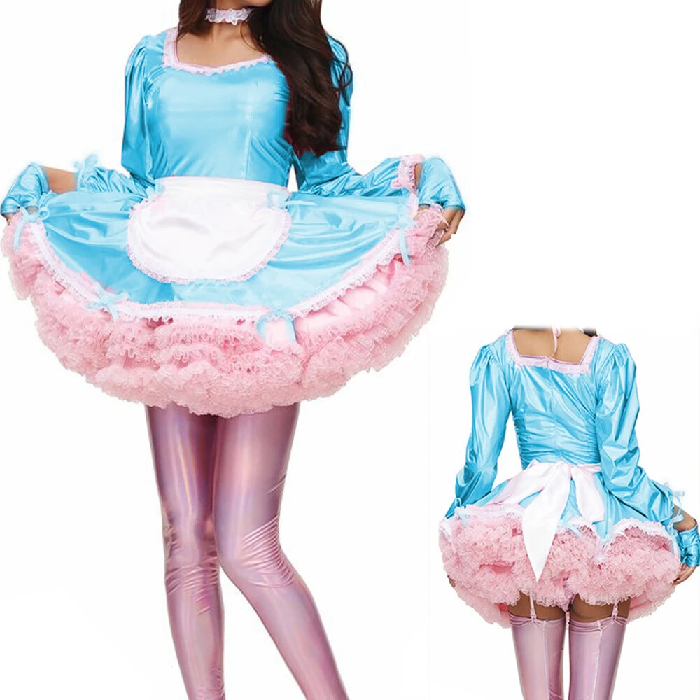 Sissy Sweet Classic Lolita Dress Fancy Apron Maid Dress With Gloves and Neckwear