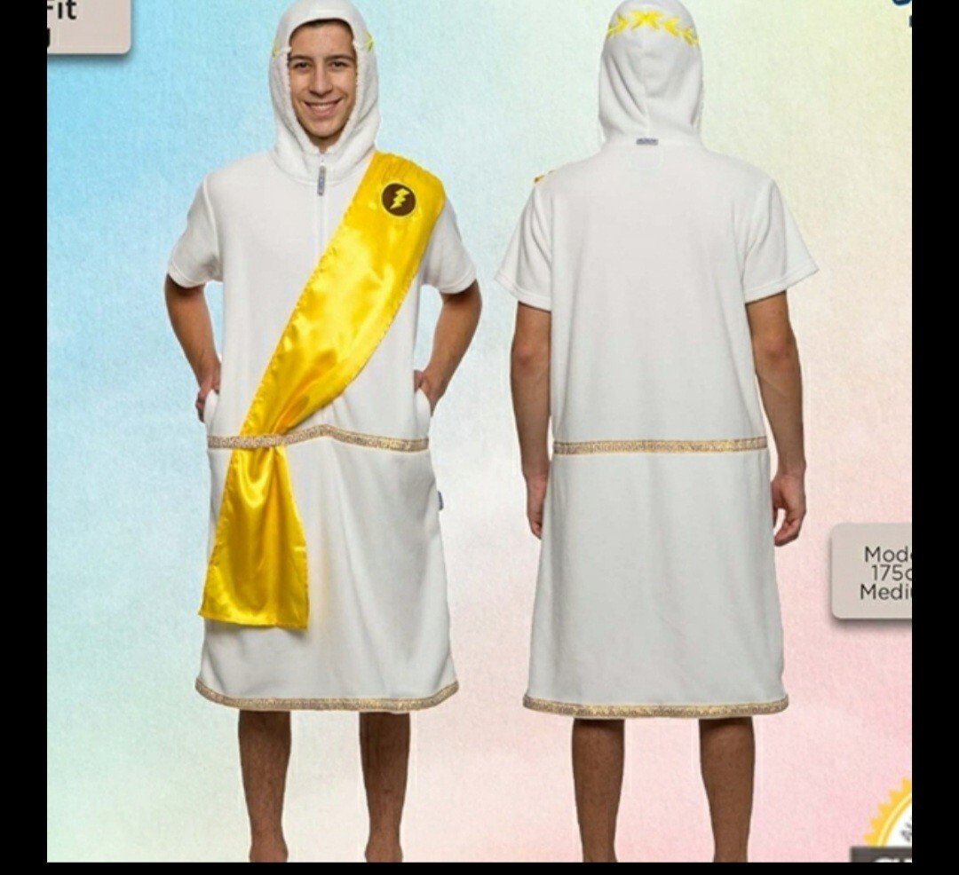 FUNZIEZ Zeus Halloween Costume Pajamas OnePiece Novelty Zeus Jumpsuit White L