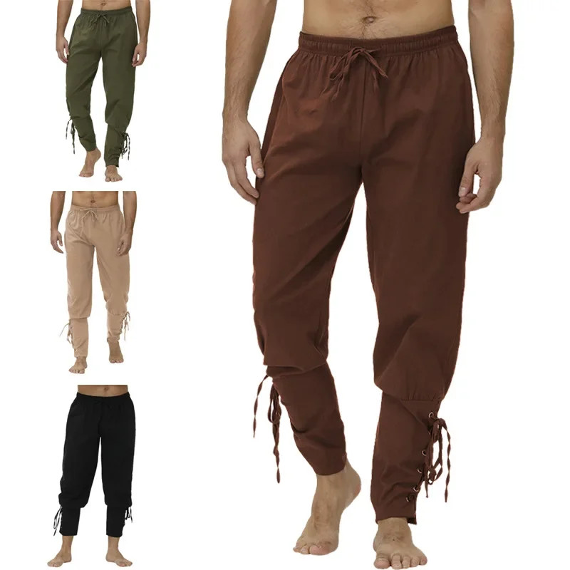 Pirate Pant Viking Costume for Men Renaissance Medieval Pants Drawstring Shorts