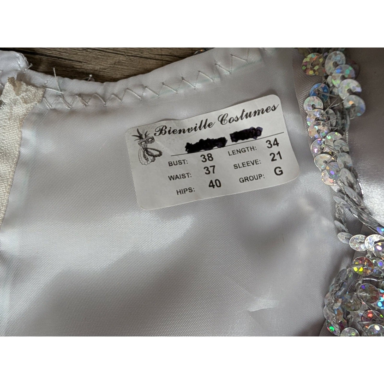 Bienville Costumes Silver Princess Fairy Dress Sequins Size L Halloween Cosplay