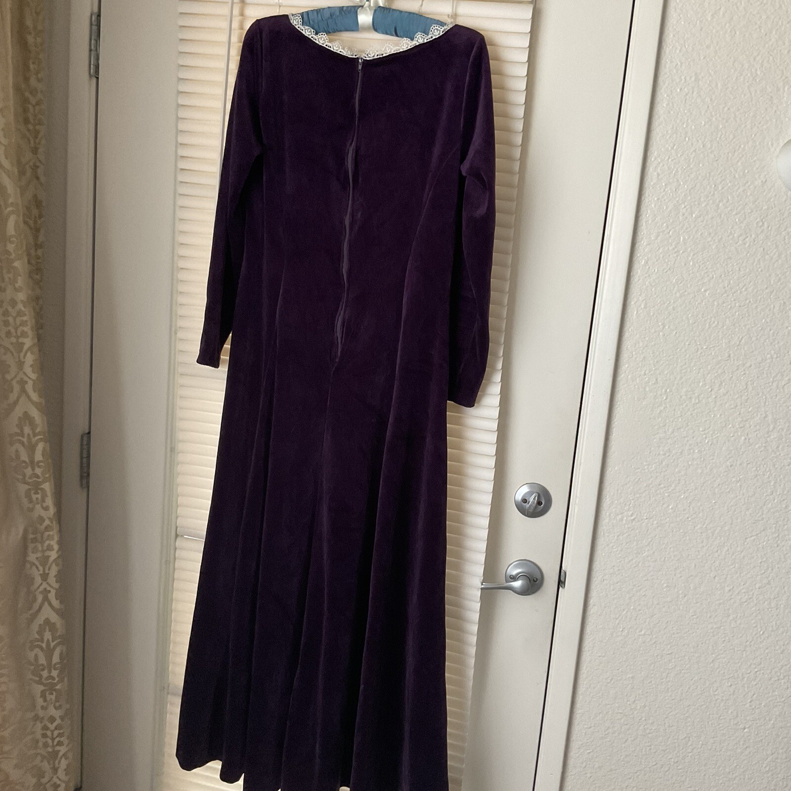 Costume Long Dress Women Velvet Purple Cotton Blend Sz S/ M Made In USA