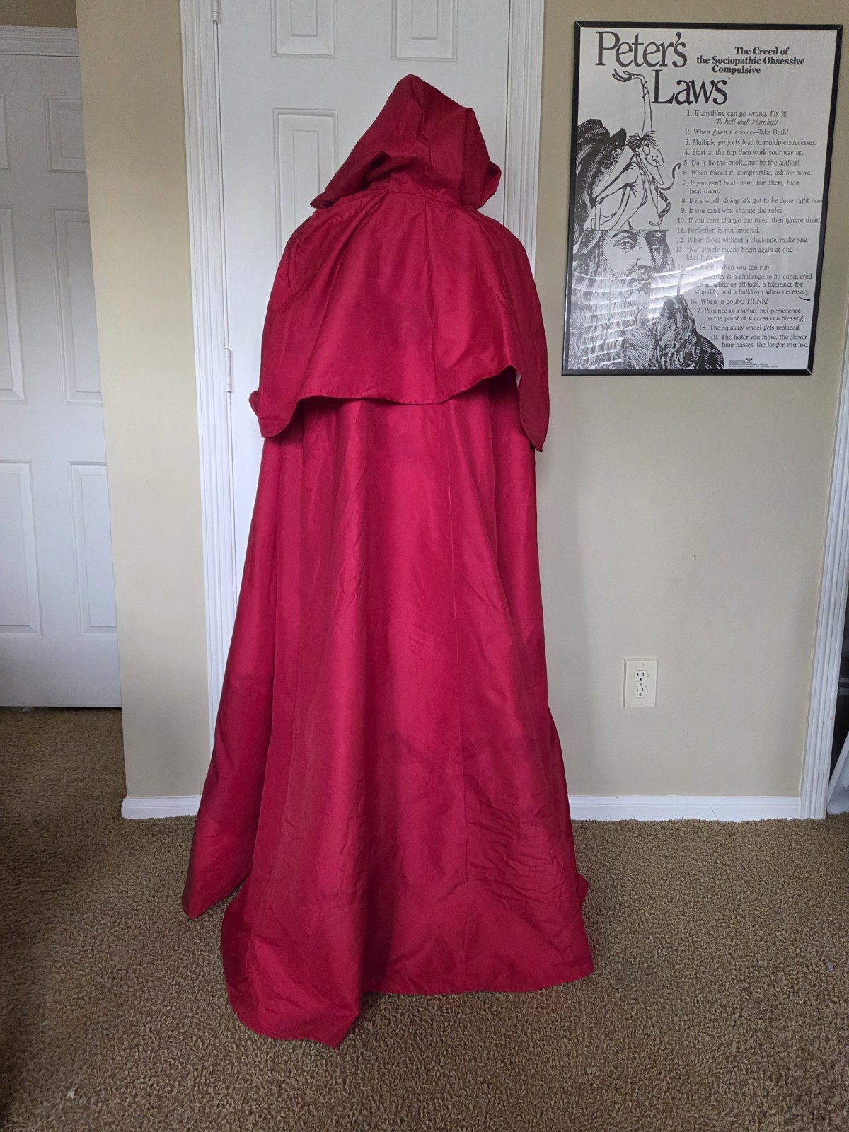 Handmade Red Cardinals Robe With Hood Rennaissance Costume One Size