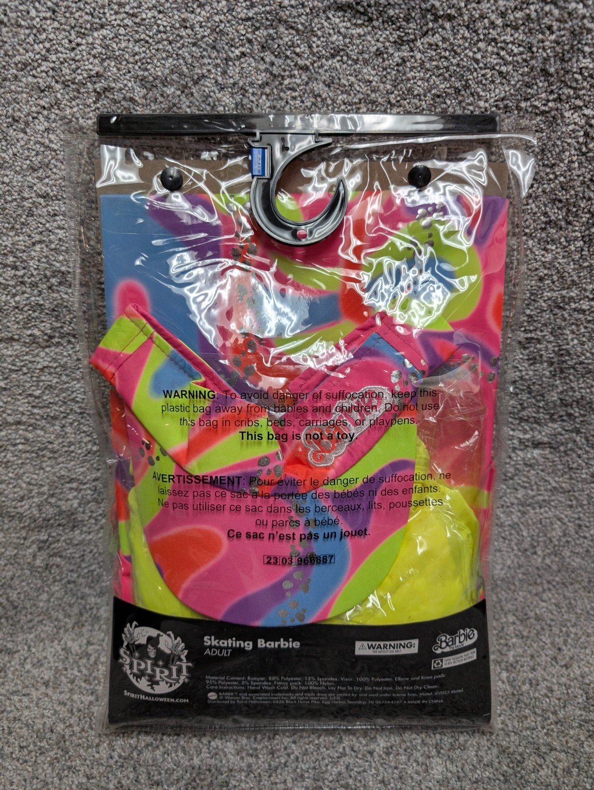 Spirit Skating Barbie Costume Adult XL 14-16 Romper Visor Earrings Fanny Pack