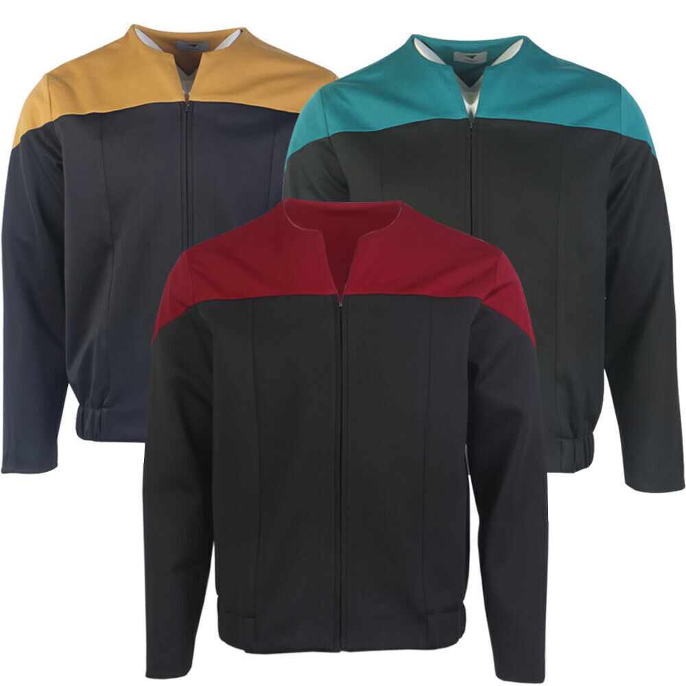 For Picard Commander Gold Blue Uniform Voyager Starfleet Jacket Costume