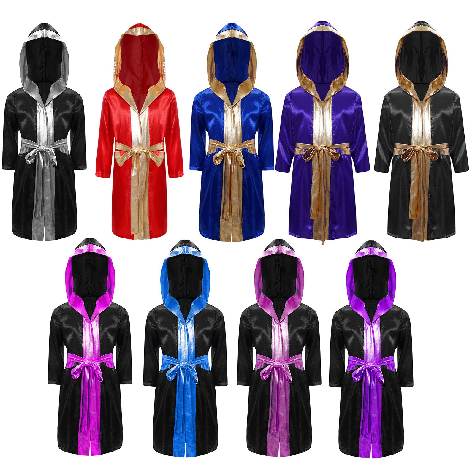 Kids Boy’s Cape Cosplay Robes Boxing Cloak With Belt Metallic Robe Athletic