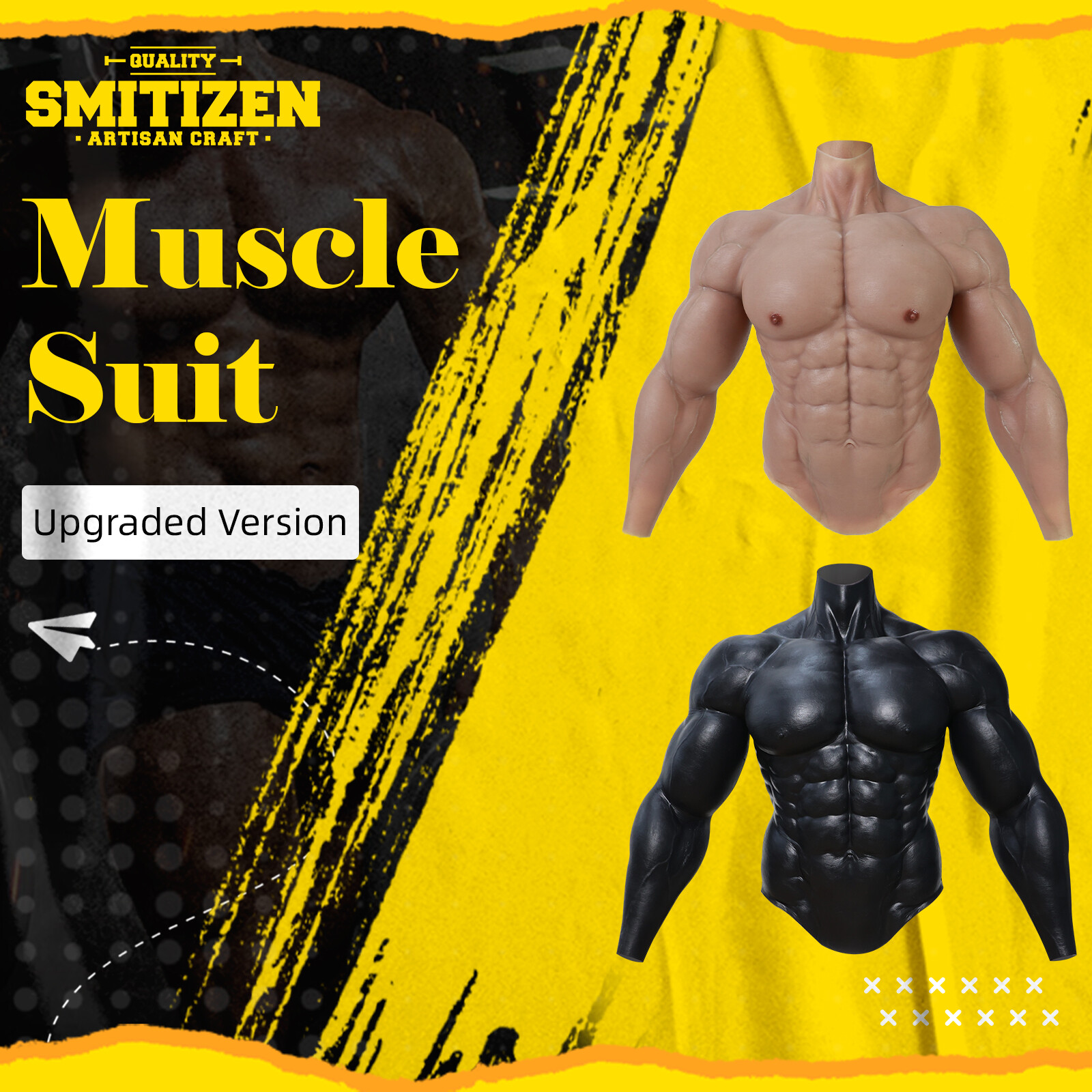 SMITIZEN Upgraded Silicone Fake Muscle Suit Chest Abdomen For Cosplay Costume