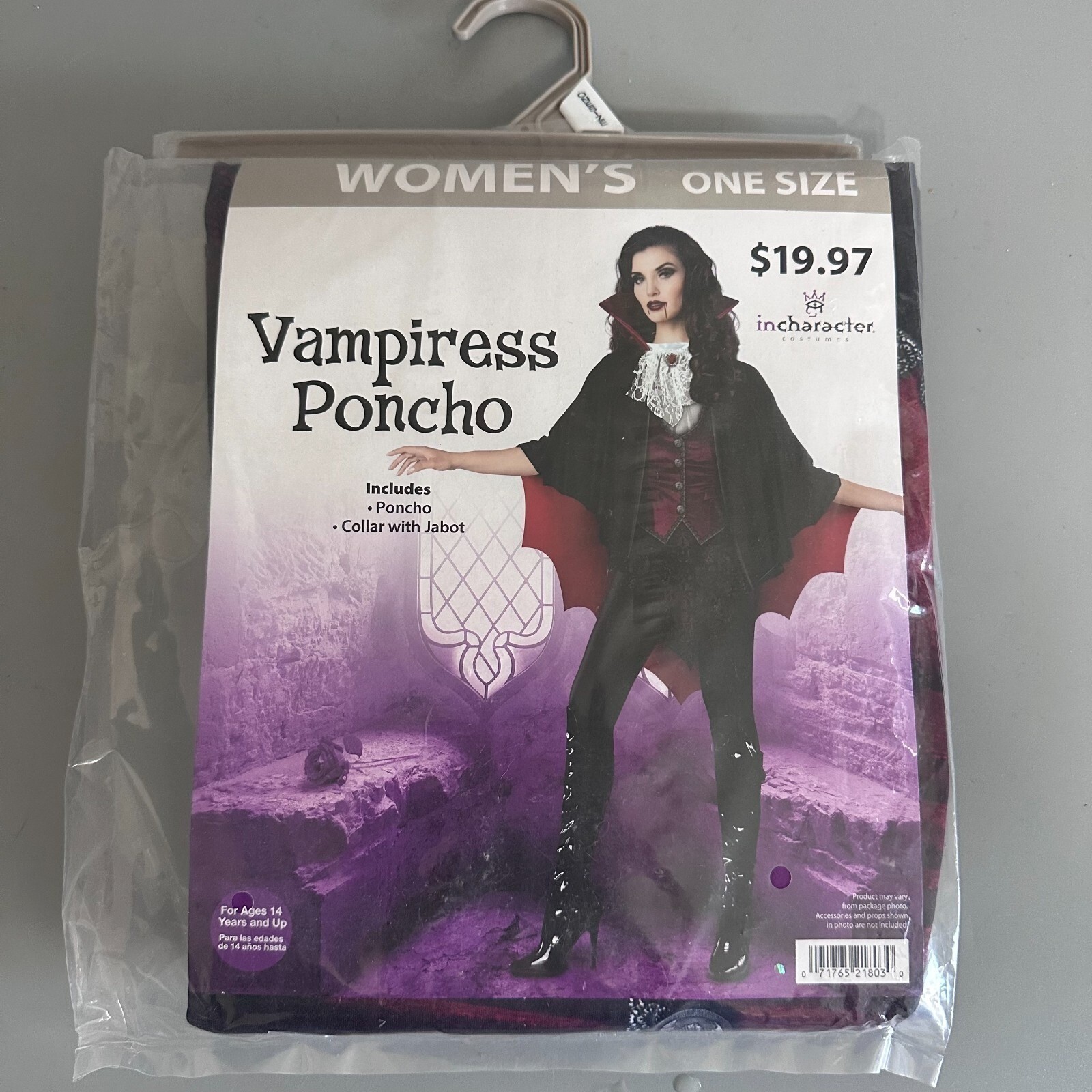 InCharacter Vampiress Poncho Womens One Size Halloween Costume Collar Jabot Set