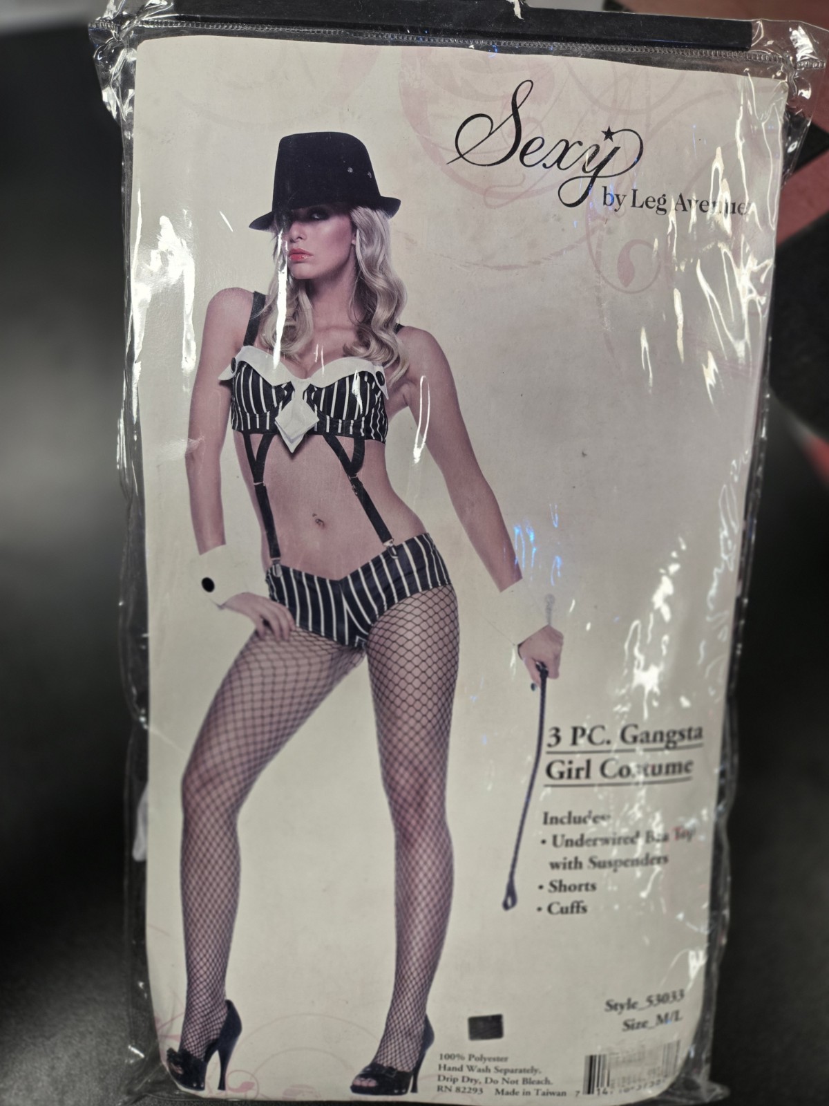VTG Sexy Gangsta Girl Costume 3 pc Leg Avenue Size M/L