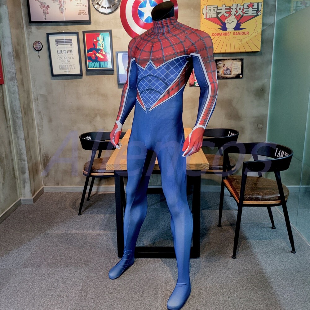 PS4 Spider-Punk Jumpsuit Spider-Man Costume Cosplay Suit For Kids Adult