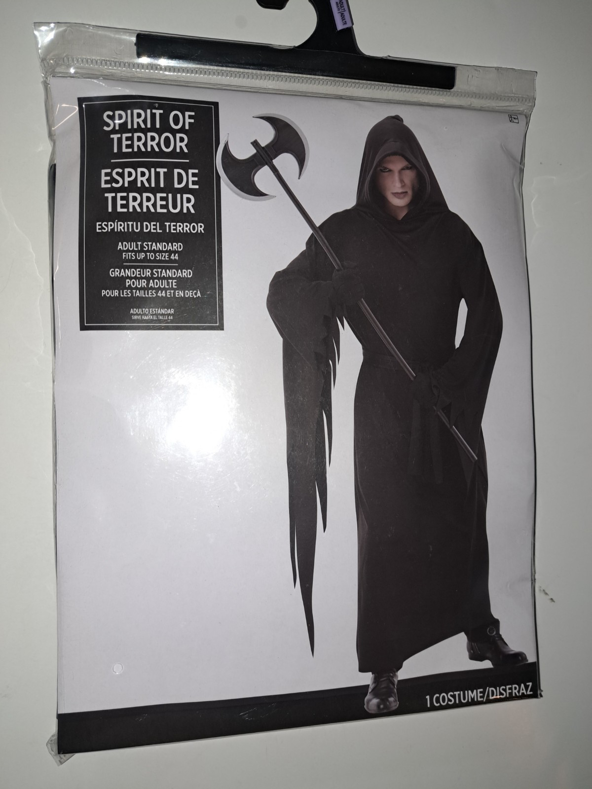 Spirit of Terror Costume Robe Black Standard Size Adult 1 Piece Robe NEW