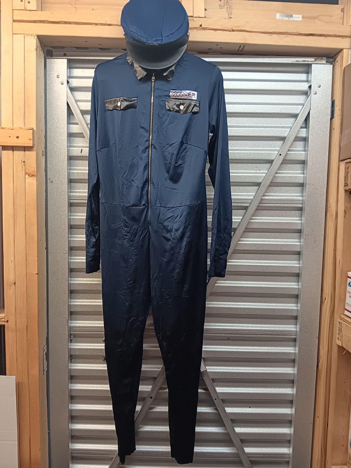 Men`s Police Officer Costume Adult Cop jump suit+ Hat -belt – 2XL holloween