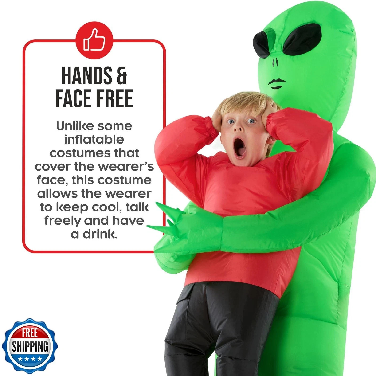 Kid’s Red Inflatable Alien Costume Alien Kidnap Abduction Blow Up Suit Halloween