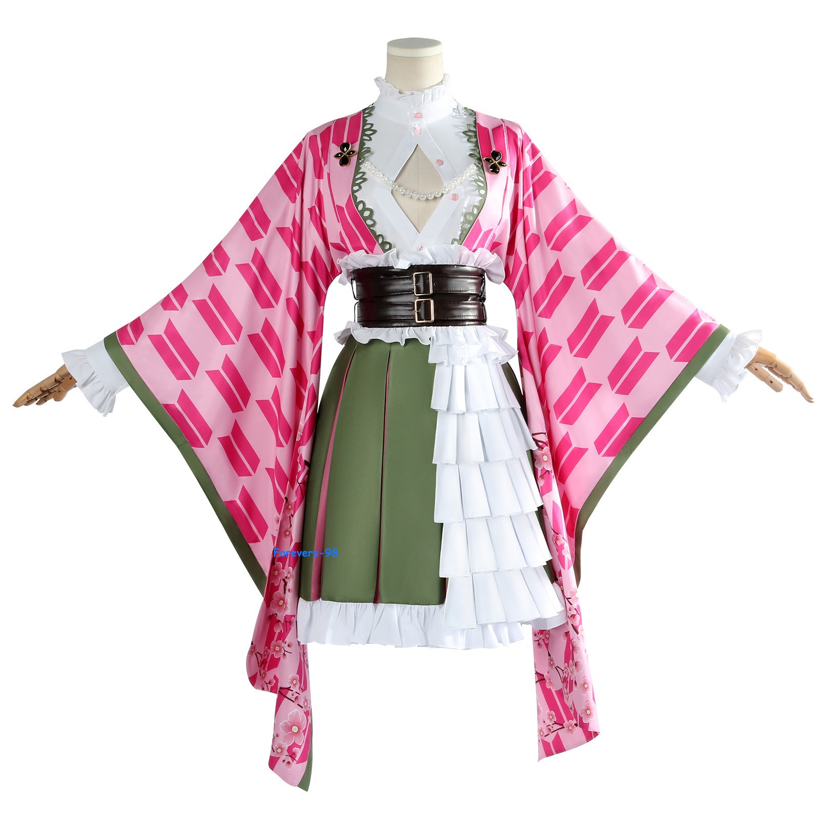 Demon Slayer Kanroji Mitsuri Cosplay Costume Outfit Anime Full Set Wig Halloween