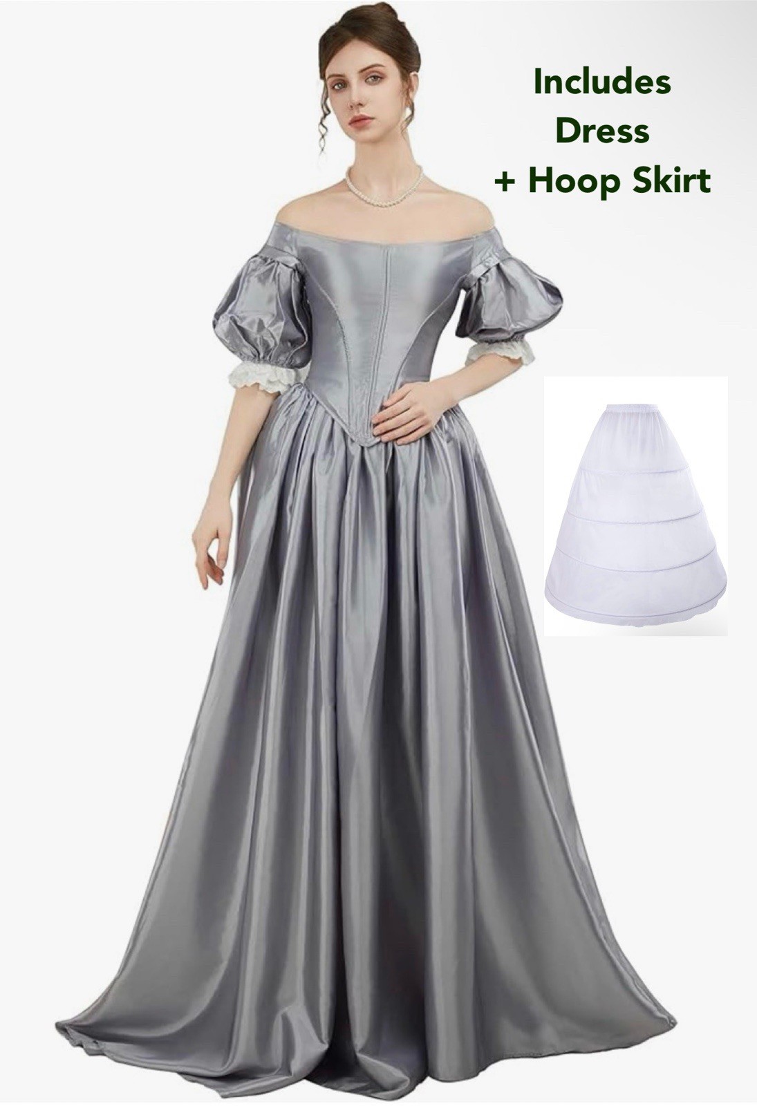 Victorian Renaissance Corset Dress Gothic Edwardian ballgown puffy sleeves S/M