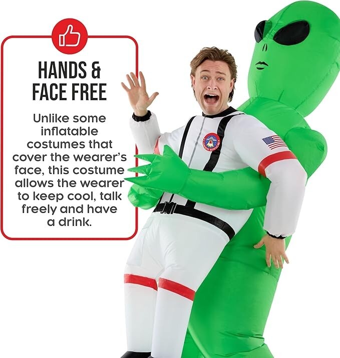 Inflatable Astronaut Alien Costume Adult Kidnap Abduction Blow Up Suit Halloween