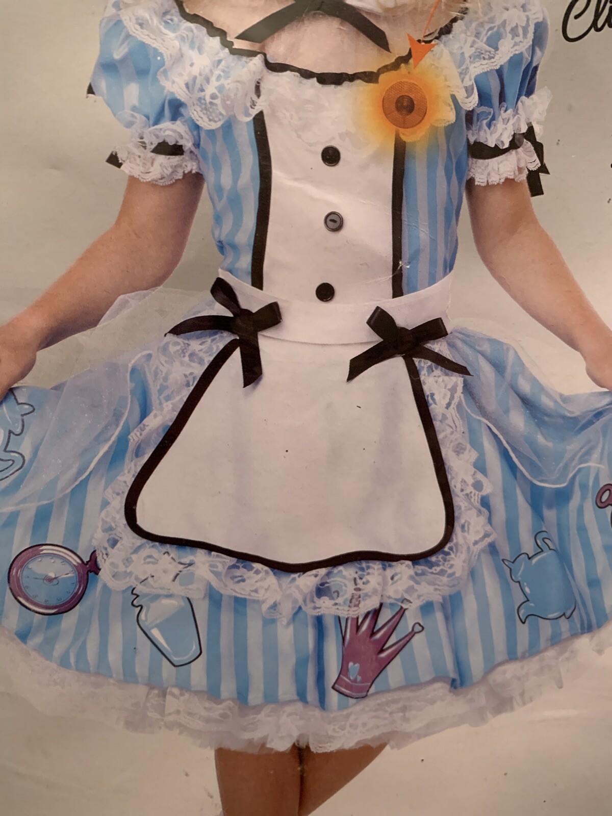 California Costumes Girls Deluxe Alice in Wonderland Blue White Costume Med 8-10