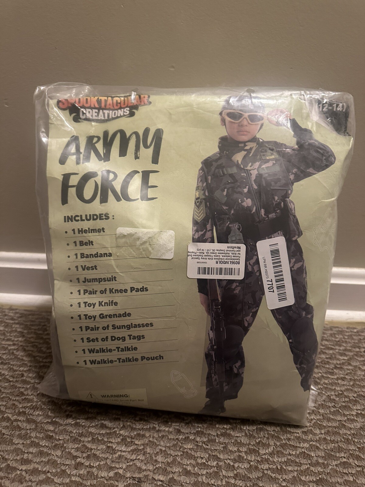 Army force kids costume size XL 12-14 Spooktacula Creations Whole Set. Brand New