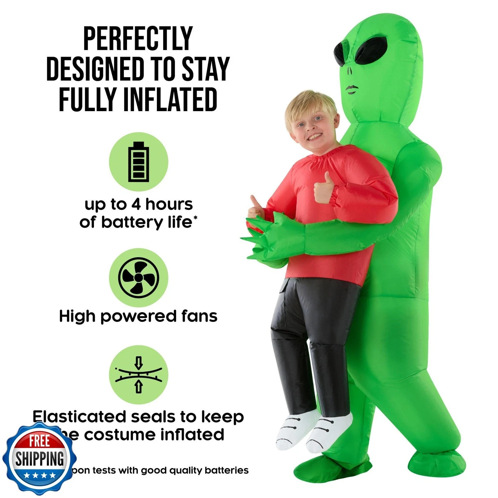 Morph Kid’s Red Inflatable Alien Costume Alien Kidnap Abduction Blow Up One Size