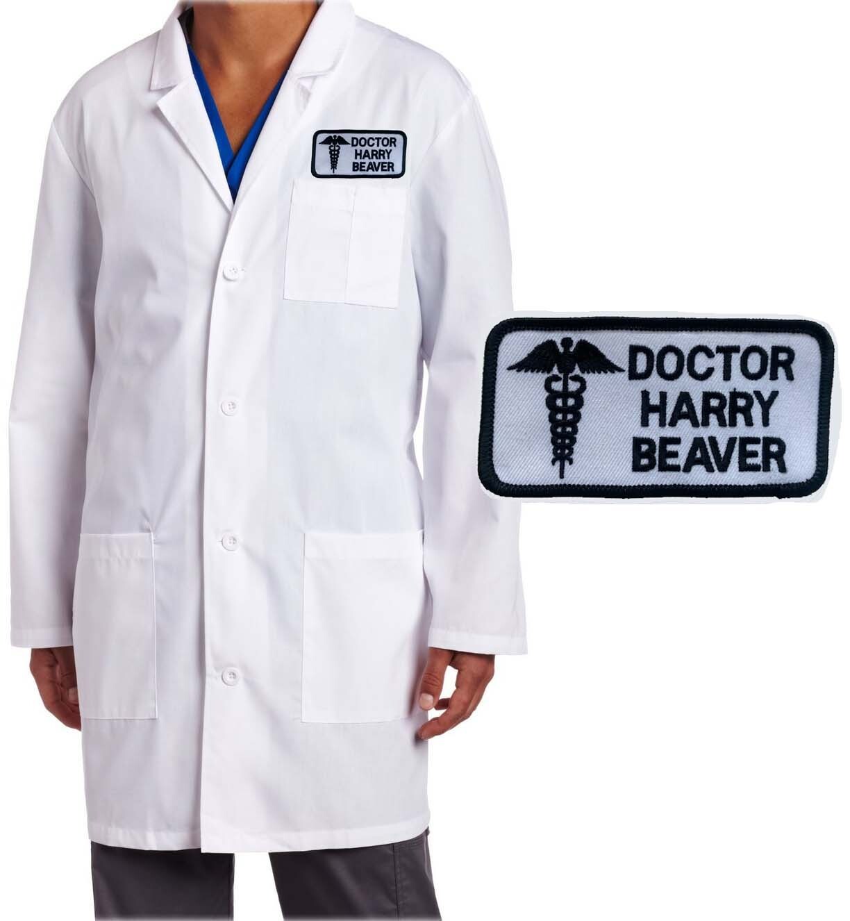 FUNNY Mens REAL LAB COAT DOCTOR HARRY BEAVER Halloween COSTUME