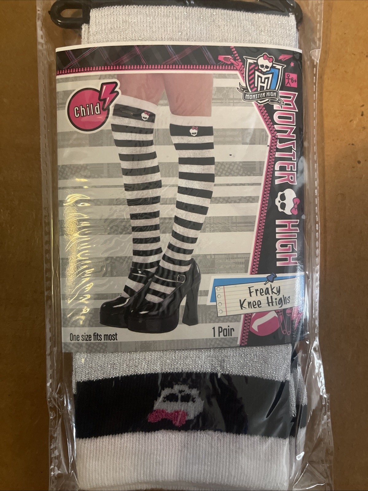 Monster High Costume Girls Freaky Knee Highs One Size Fits Most 1 Pair