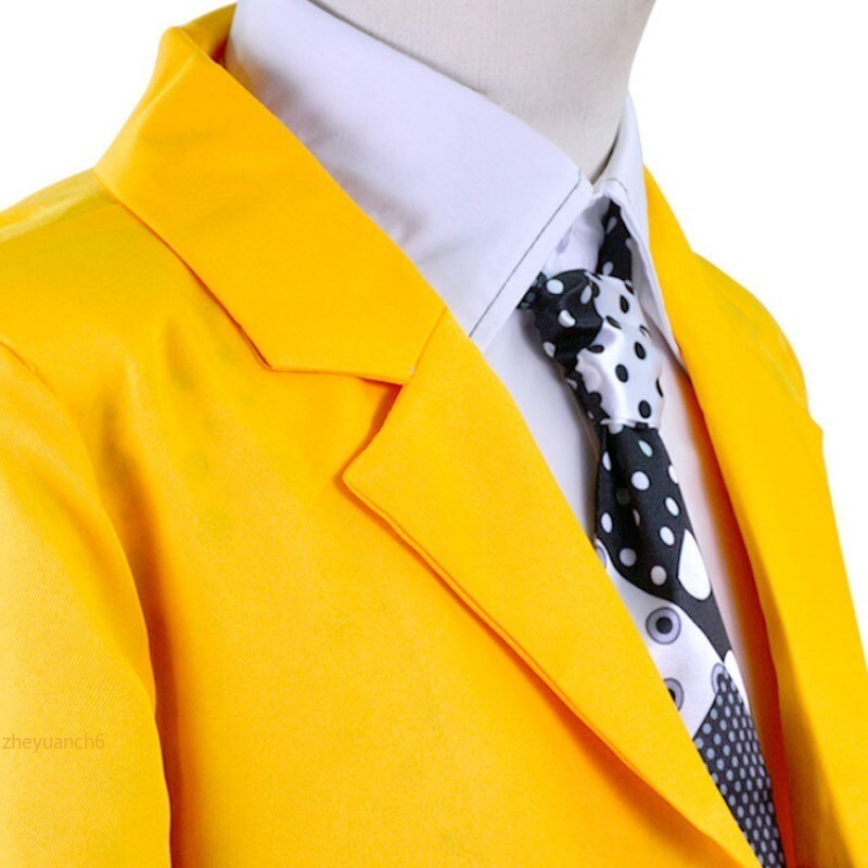 The Mask Jimcarrey Cosplay Costume Outfit Men’s Uniform Yellow Suit Halloween