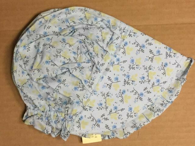 Blue / Yellow Flowers Bonnet Prairie Civil War Amish Large Size New