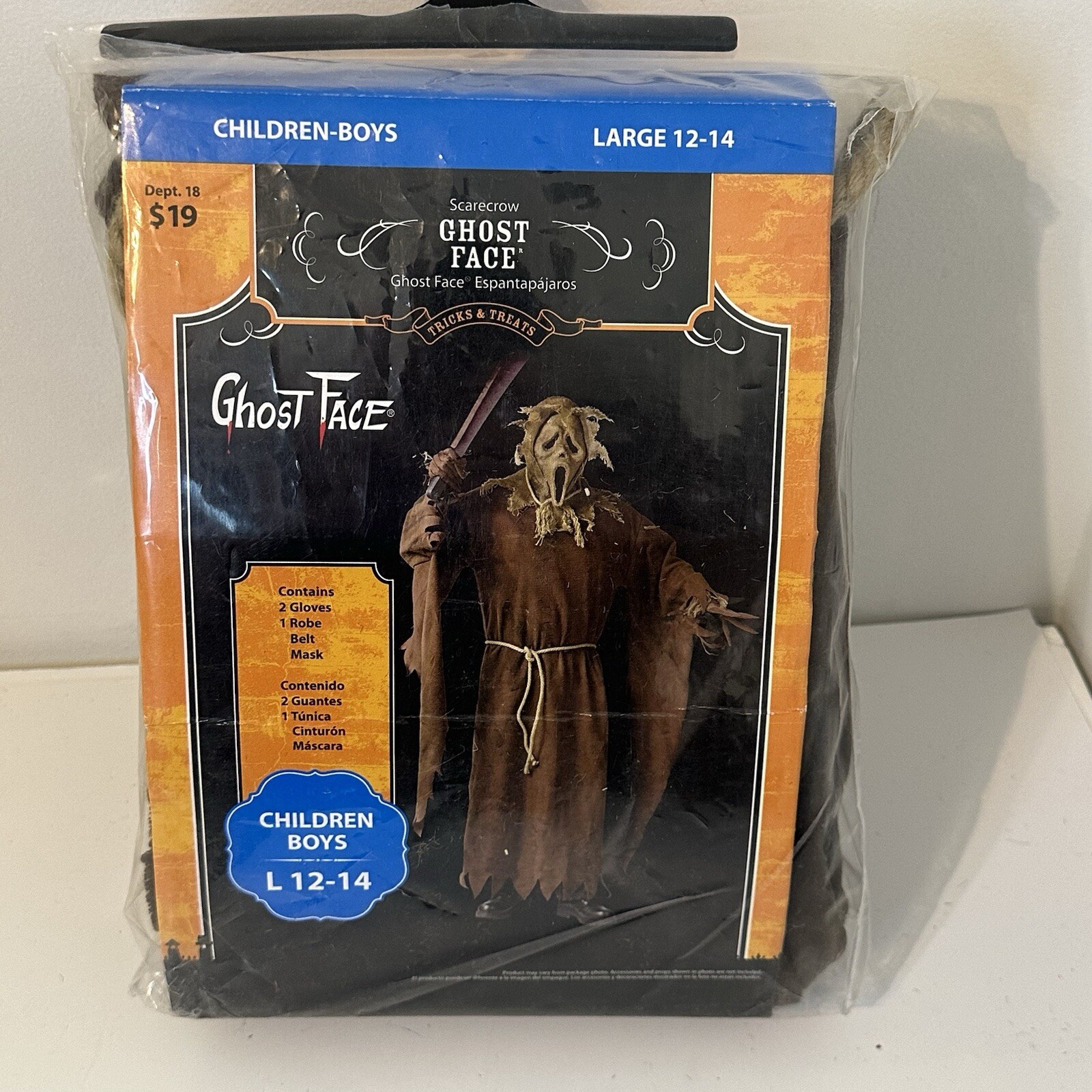 Ghost Face Burlap Scarecrow Halloween Costume Scream Child Teen Boys L 12-14 NEW