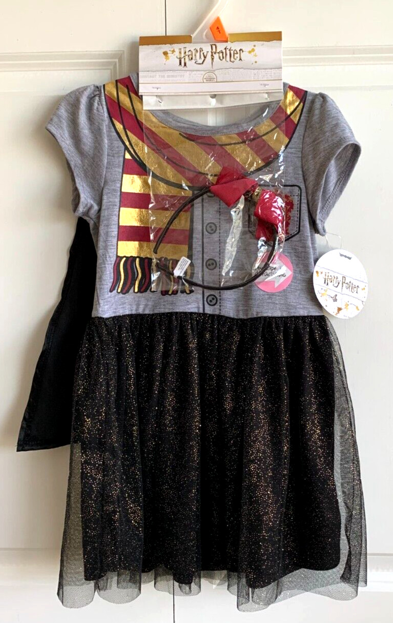 NWT~Harry Potter Costume Girl 4T H.I.S. Griffindor Dress Cape Headband Halloween
