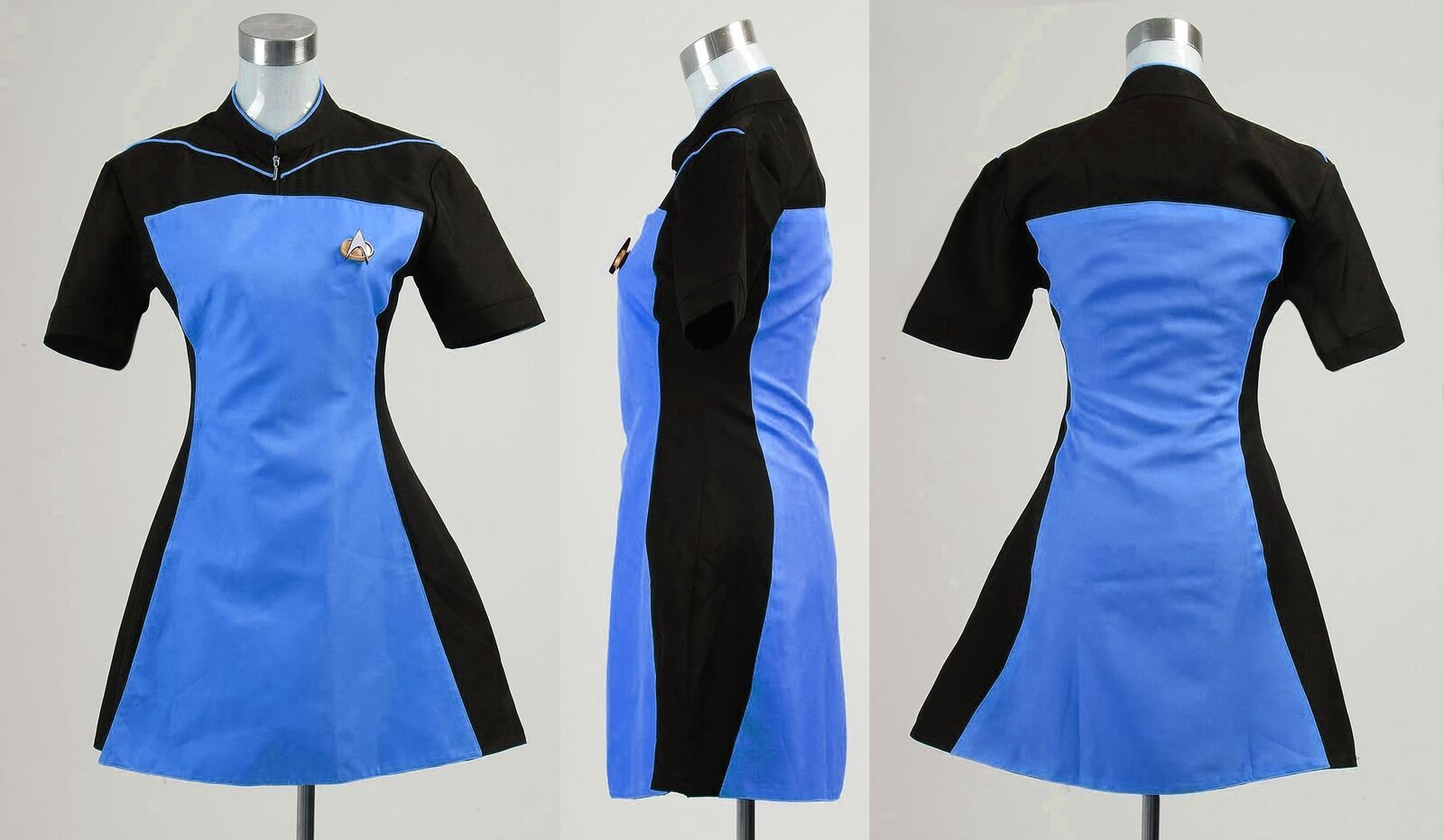 New Star Trek TNG Dress Blue Yellow Red Polyester Costume Cosplay Carnival