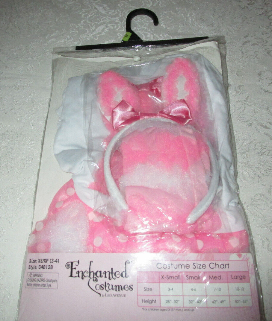 Easter Bunny XS (3T-4T) Costume w/ Petticoat Dress, Leg Warmers, Headband Ears