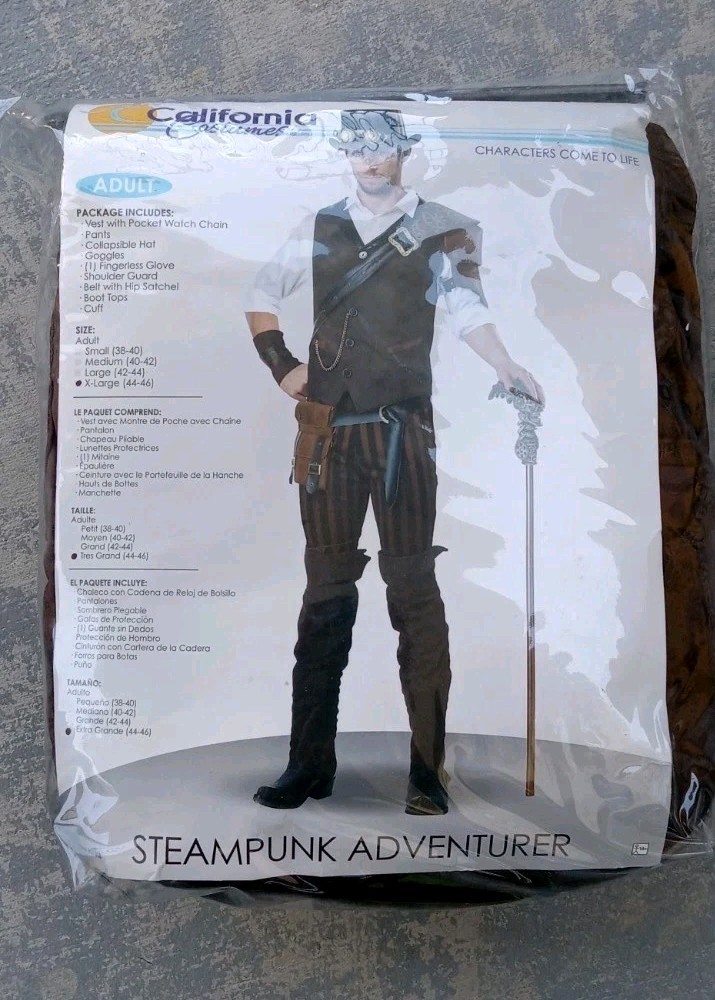 New Mens Steampunk Adventurer California Costumes SzXL Adult Halloween