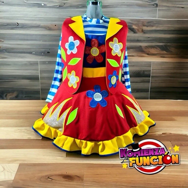 Mexican Professional Clown Costume Dress Adult Women Handmade In Mexico