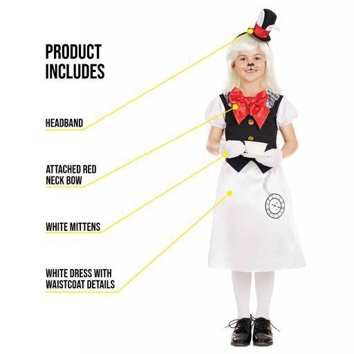 Girls Kids Miss White Rabbit Alice in Wonderland Costume M – XL Halloween Cheap