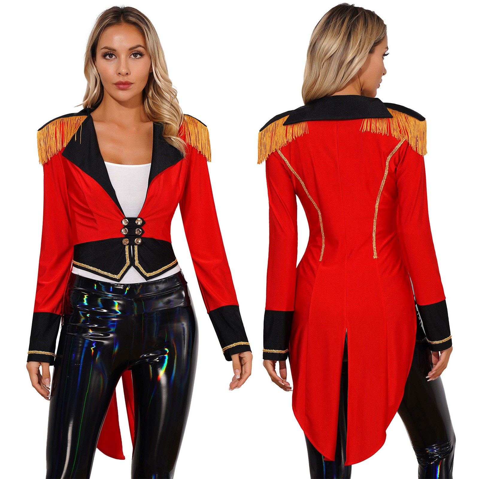 US Womens Ringmaster Tailcoat Halloween Circus Showman Cosplay Party Jacket