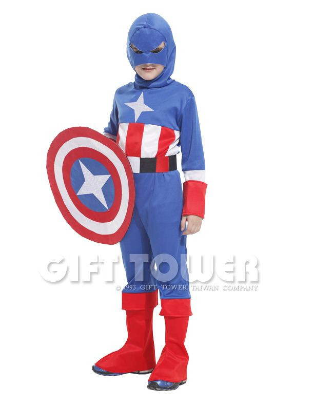 Kids Captain America Super Hero Halloween Costume L (120-130cm)