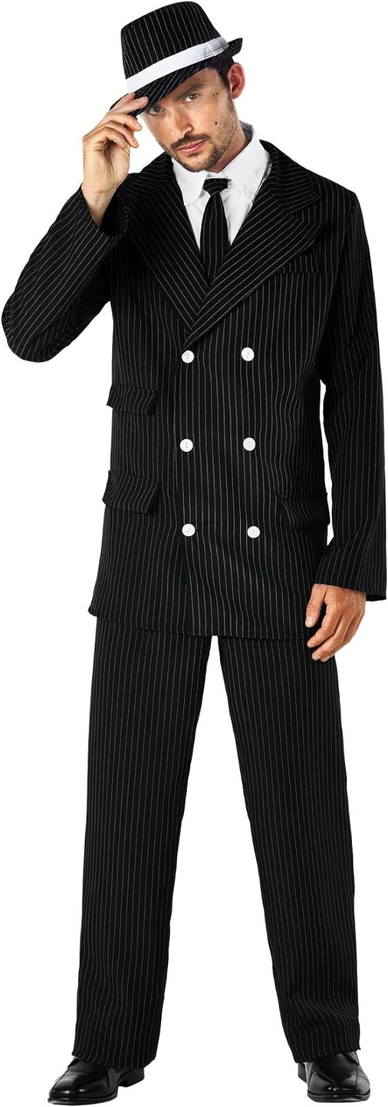 Mens 20s Gangster Costume Adult 1920 Pinstripe Mafia Mob Suit Halloween M L XL