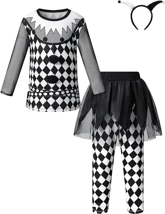 NEW SIZE 6T AGE 4-6 S Auggle Girls Clown Costume Set Kids Jester Party Suit