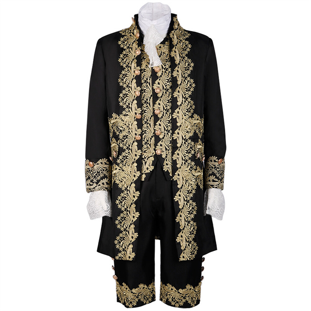 Mens Court Prince Dress Show Suit Medieval Retro Clothing Cosplay Coat Vest Pant