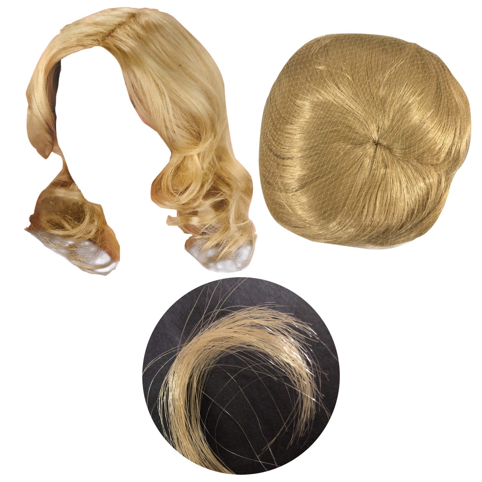 Blonde Wig Womens Costume Dress Up Medium Length Long Hair Wavy Curly Synthetic