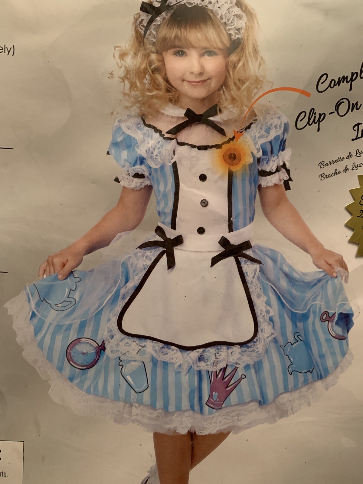 California Costumes Girls Deluxe Alice in Wonderland Blue White Costume Med 8-10