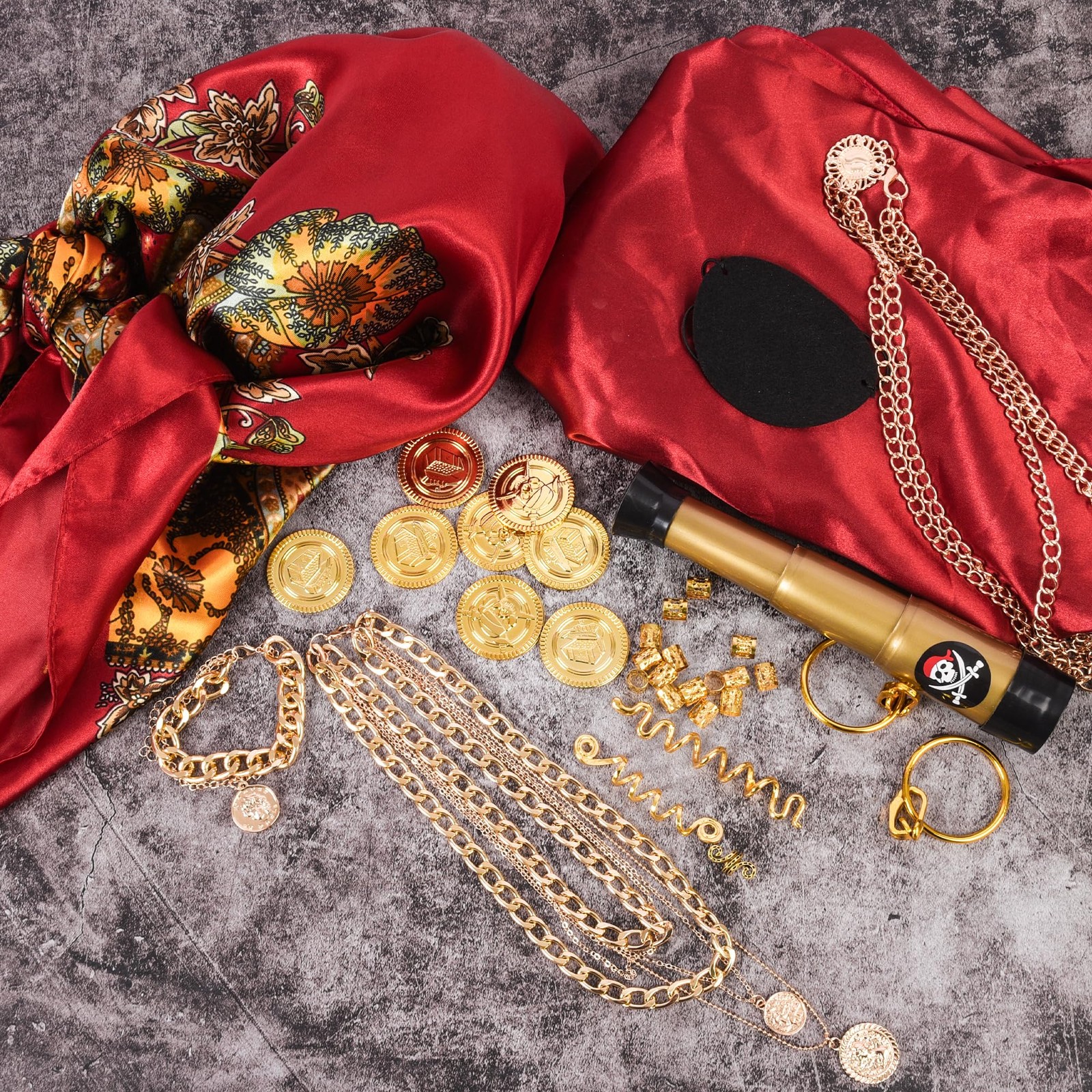 UDPP 38PCS Pirate Accessories for Women – Captain Costume Set One Size, Red
