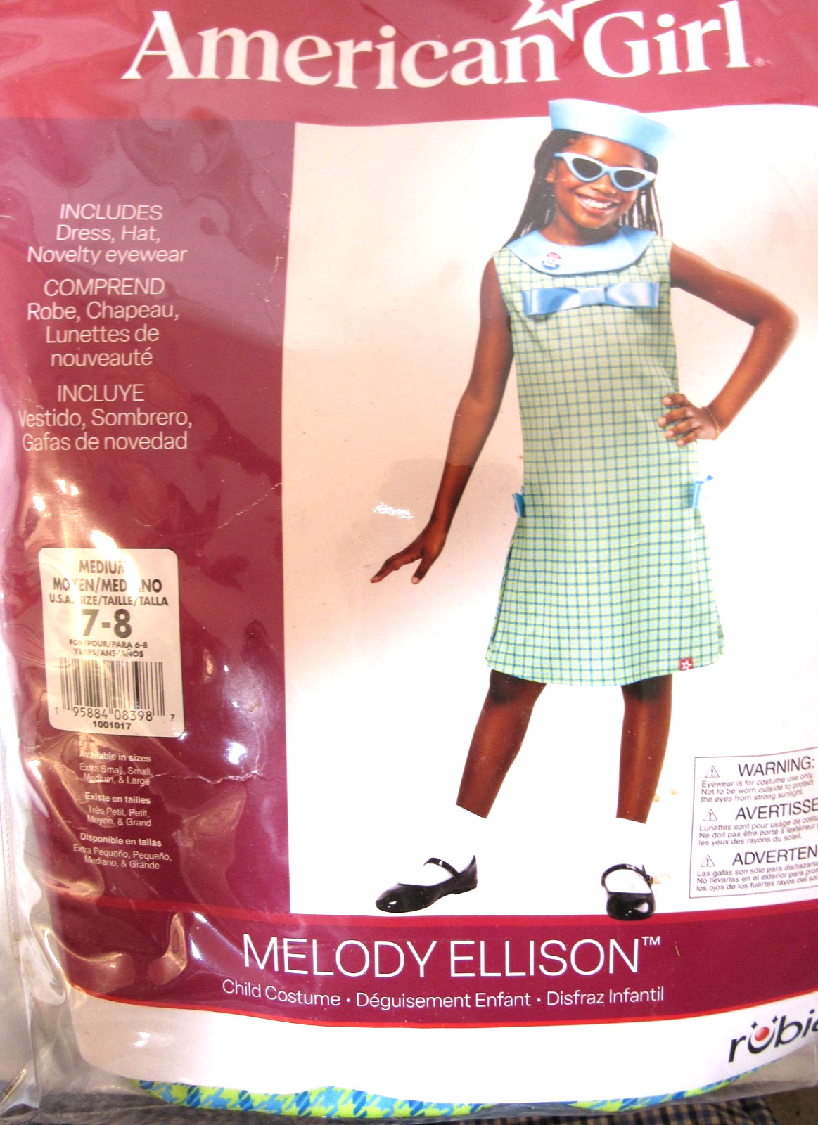 AMERICAN GIRL MELODY ELLISON for Girls Size 7-8 Medium Dress Hat Glasses New