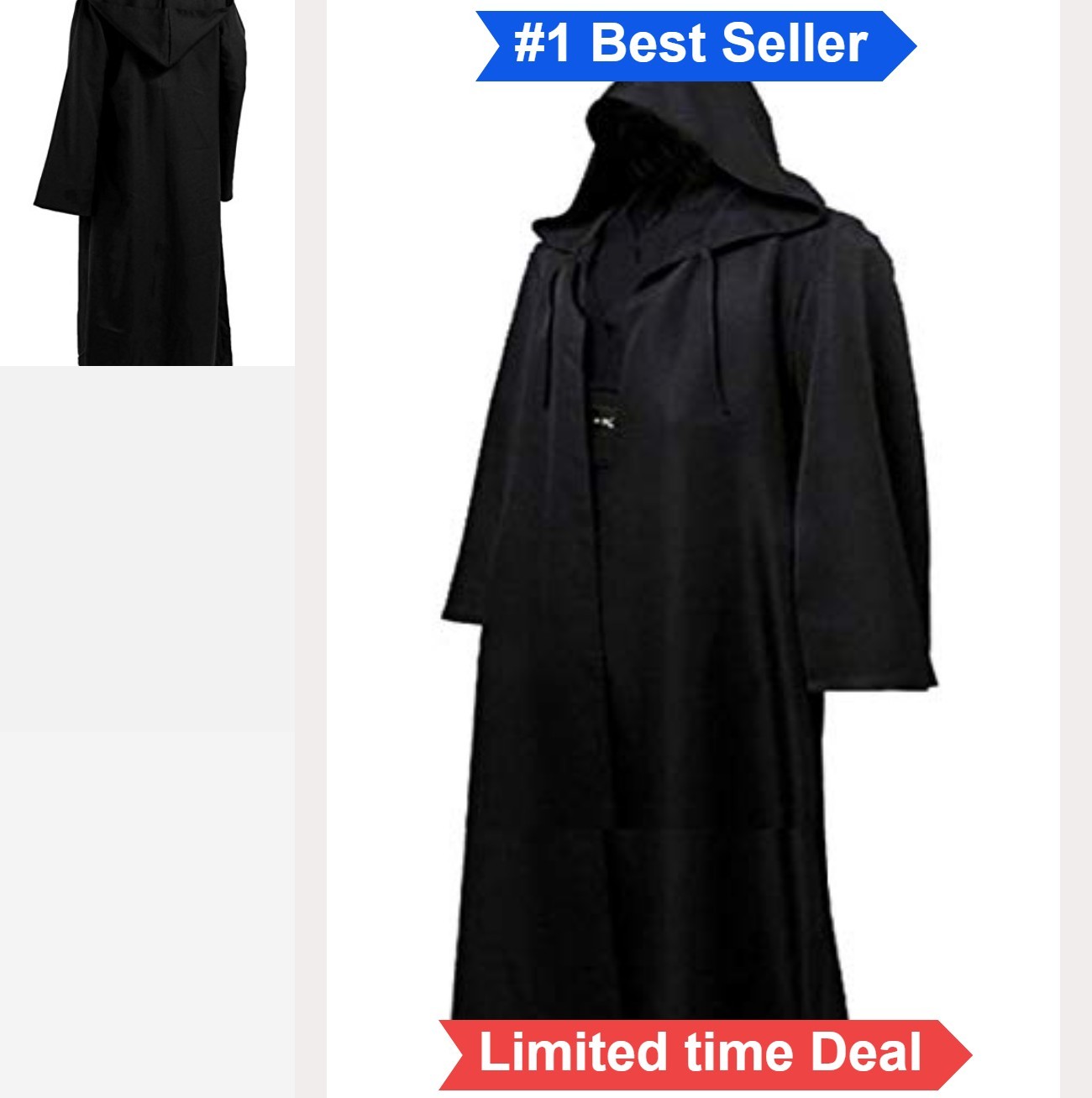Men Hooded Robe Knight Cosplay Costume Halloween Adult Cloak Solid Black