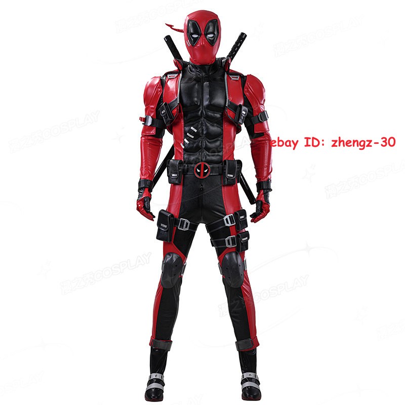 Marvel Rivals Deadpool Jumpsuit Full Set Cosplay Costume Halloween Helmet Shoe