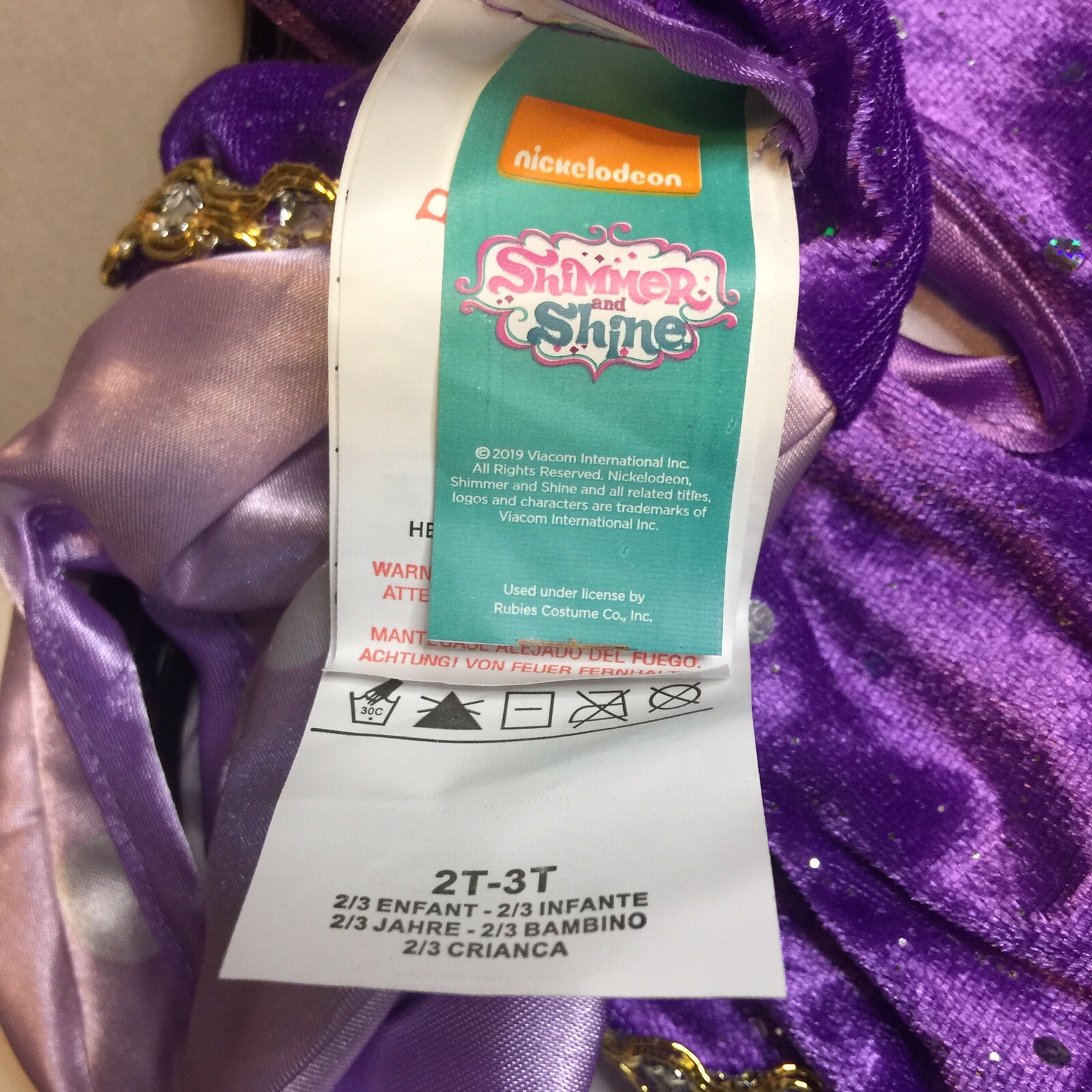 Shimmer Girls Child Costume 2T-3T (3 yrs) Rubies Nickelodeon Purple Jumpsuit NEW