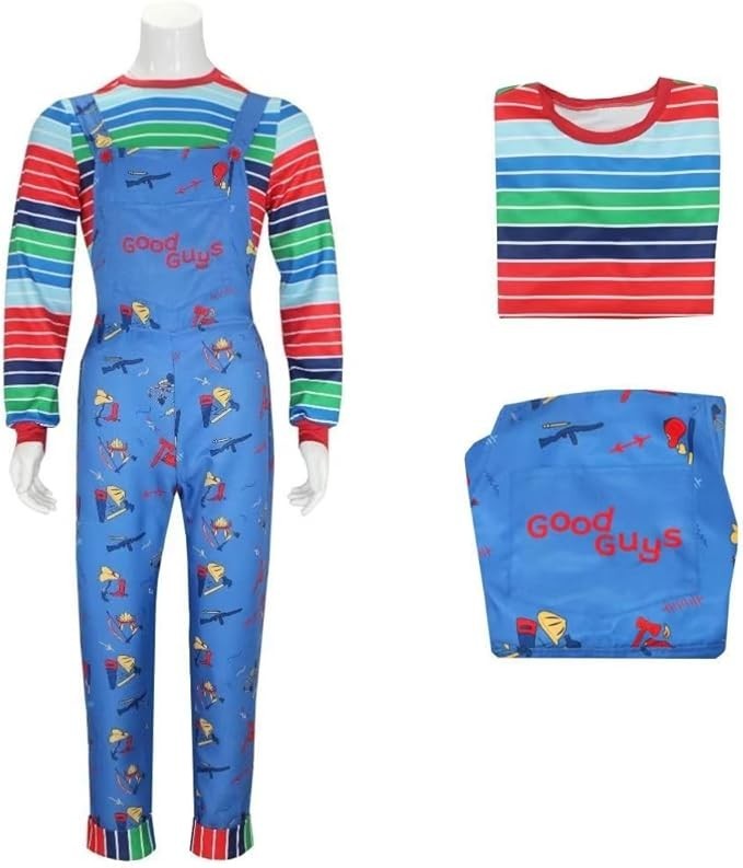 Adult Halloween Costume Chucky Costume for Men Women Long Sleeve Overalls XL New
