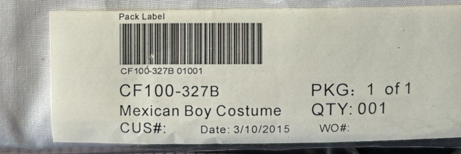 Mexican Boy Costume/Dressup Play From Children’s Factory (appears To Be A MED)