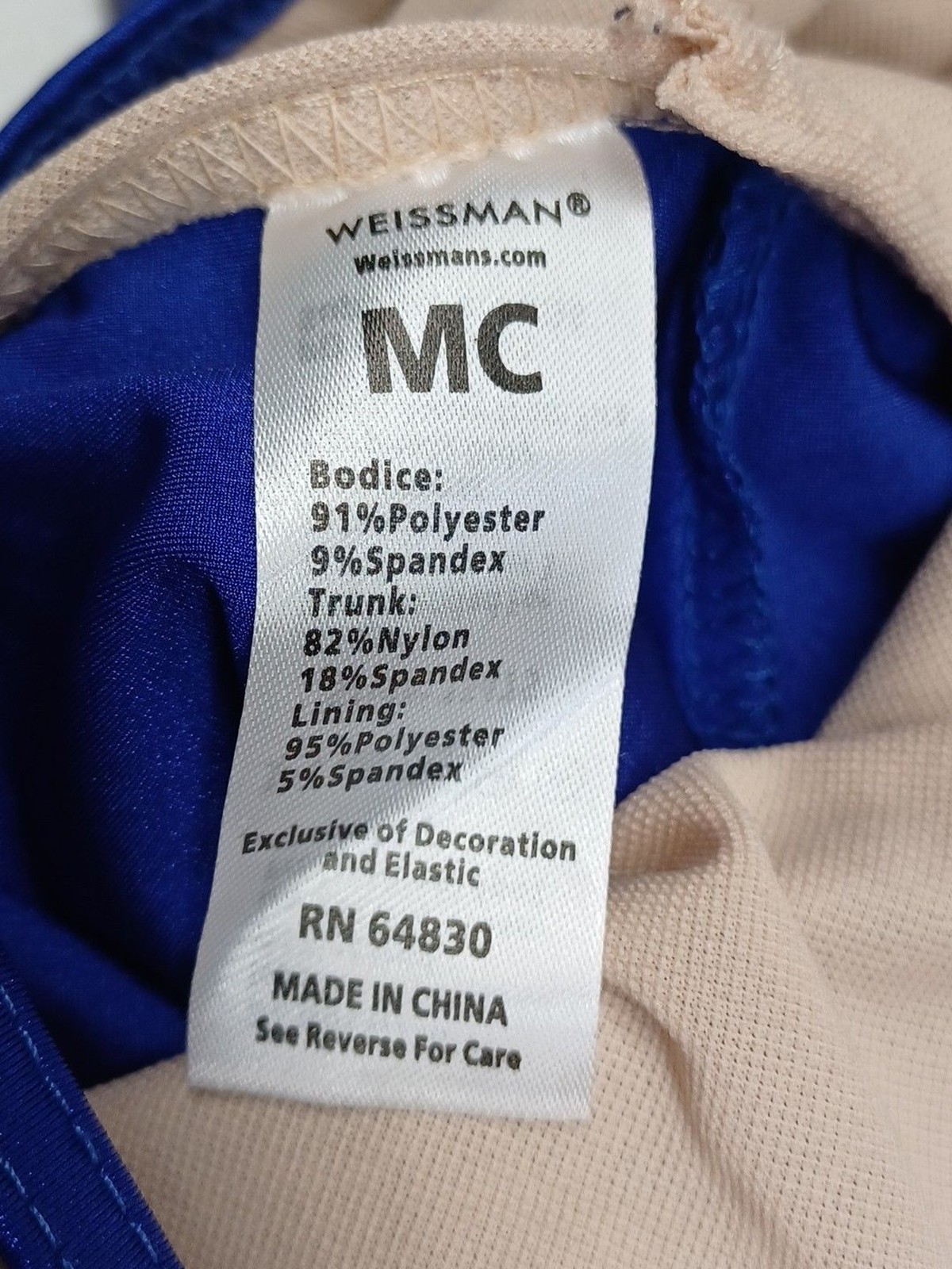 Weissman Blue Dance Leotard With Sequined Mittens Sz MC Child M Sequin
