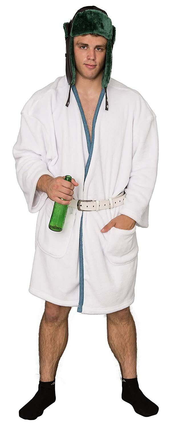 Christmas Vacation Cousin Eddie White Robe and Belt Adult Halloween Costume Set