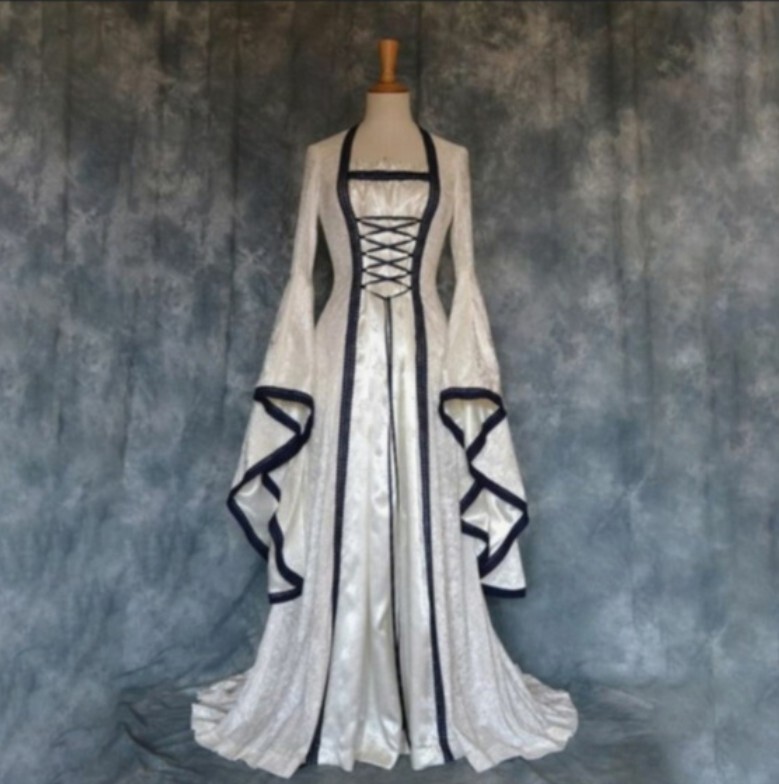 Medieval Revival Adults Witch Long Dress Women Cosplay Party Halloween Costume